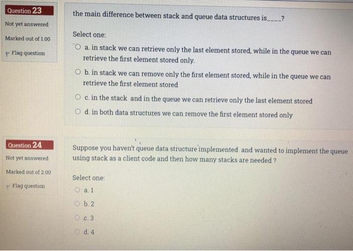  the main difference between stack and queue data structures is____? Question
