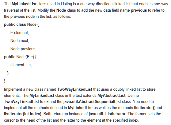  public class MyLinkedList extends MyAbstractList { private Node head, tail; /**
