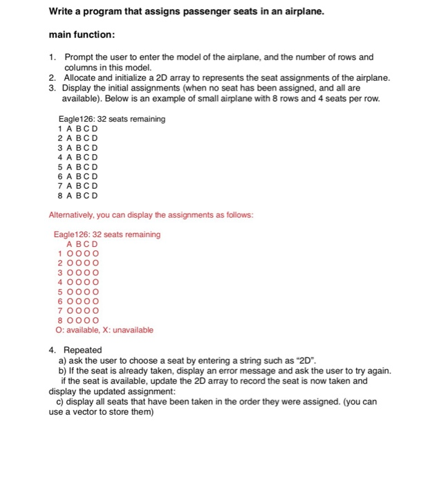  Language is c++. Please help Write a program that assigns passenger