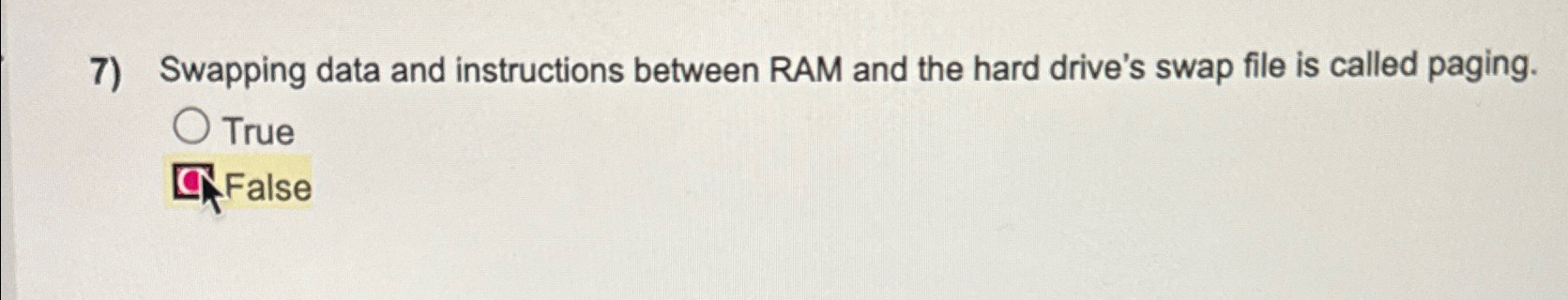  Swapping data and instructions between RAM and the hard drive's swap