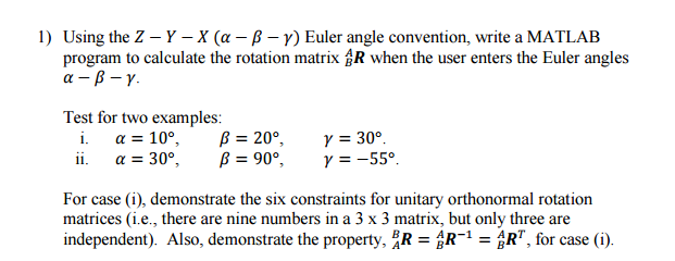  Using the Z - Y - X (alpha - beta -
