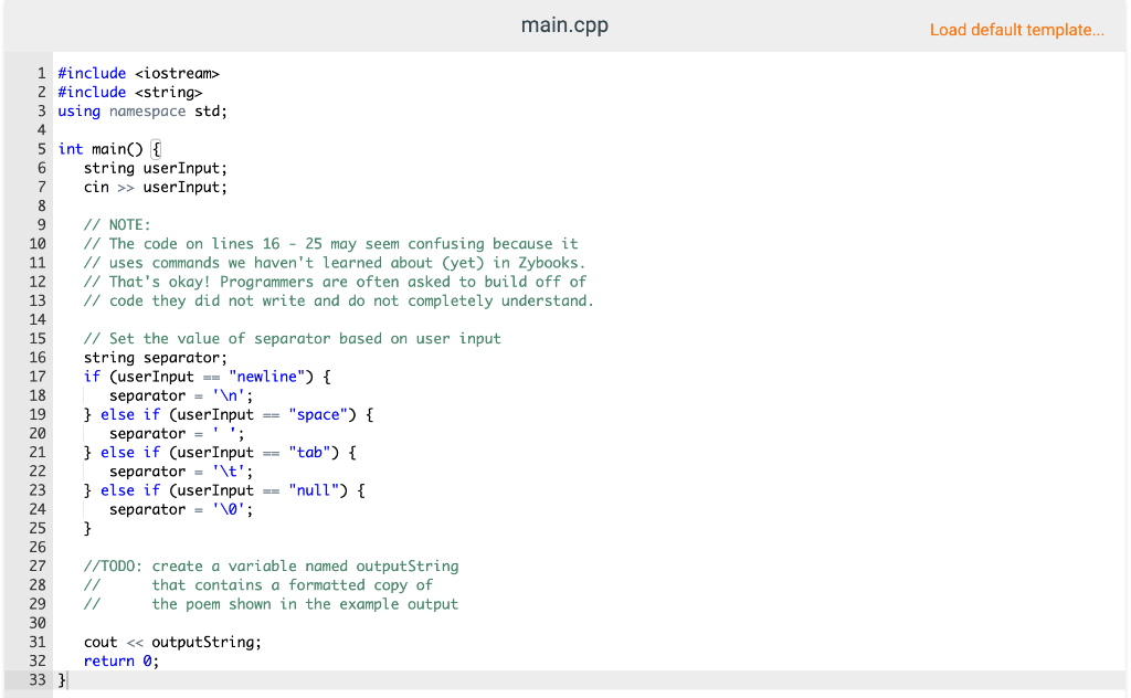 scaffold code below accepts written descriptions of whitespace from the user and