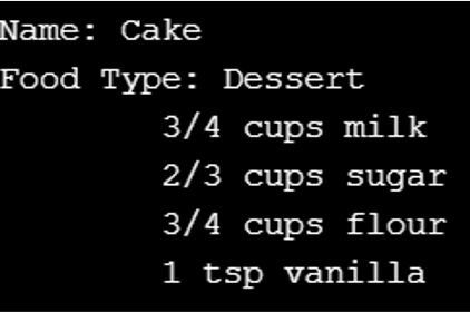 Homework - create the start to a cookbook using Java Create a