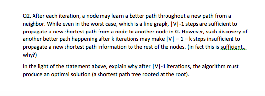 V, Bellman-Ford algorithm aims to compute a shortest tree of G with