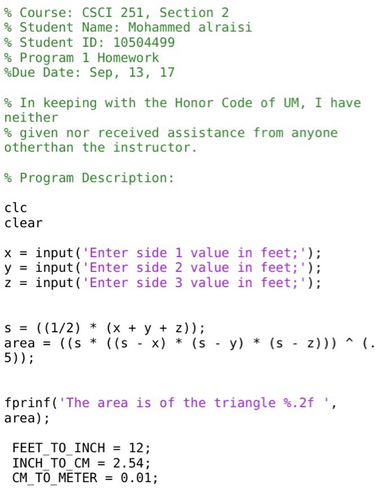  % Course: CSCI 251, Section 2 % Student Name: Mohammed alra