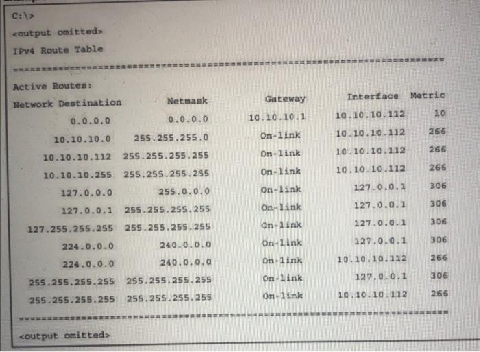 have a routing table they use to route packets. Example 6-1 shows
