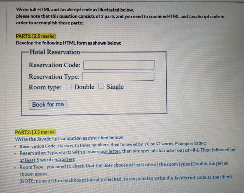 Write full HTML and JavaScript code as illustrated below, please note