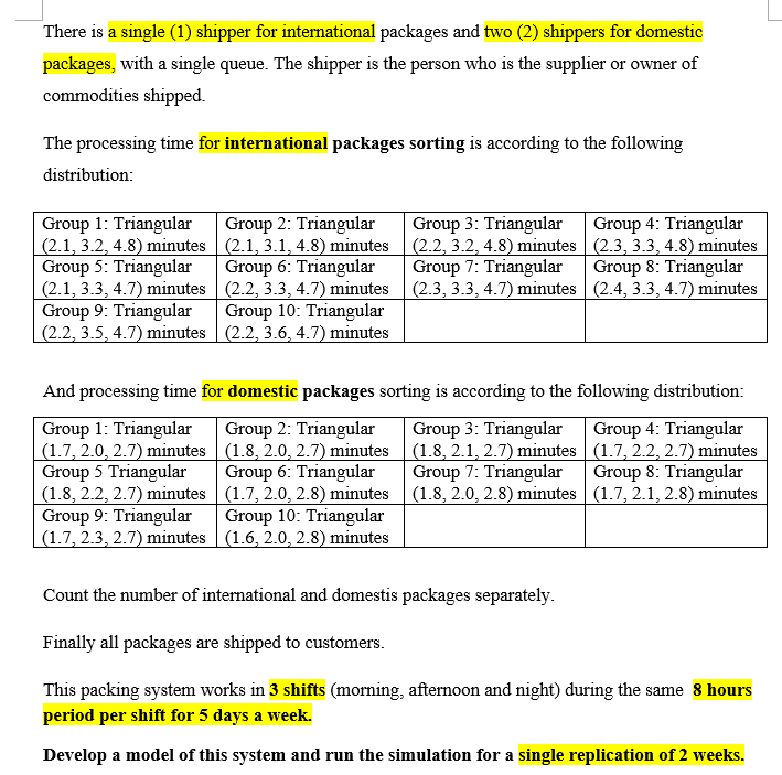 Warehouse Packing System Items arrive to packing system in a warehouse according