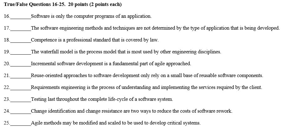 solve 16 through 25 ___ Software is only the computer programs of