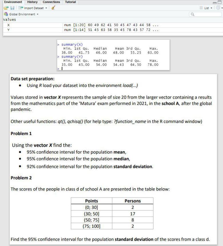 Tutorial Environment History Connections Import Dataset List Global Environment values Y