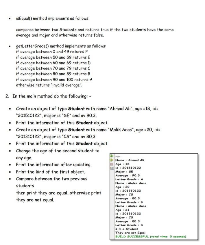 then write a Java application to: 1. Define the class Person and