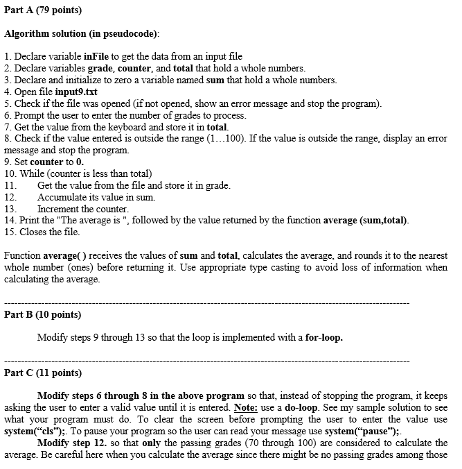 hello can someone please explain this. Part A (79 points) Algorithm solution
