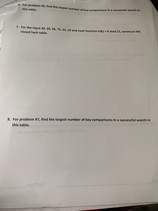  For problem #5, find the largest numb this table 6. er