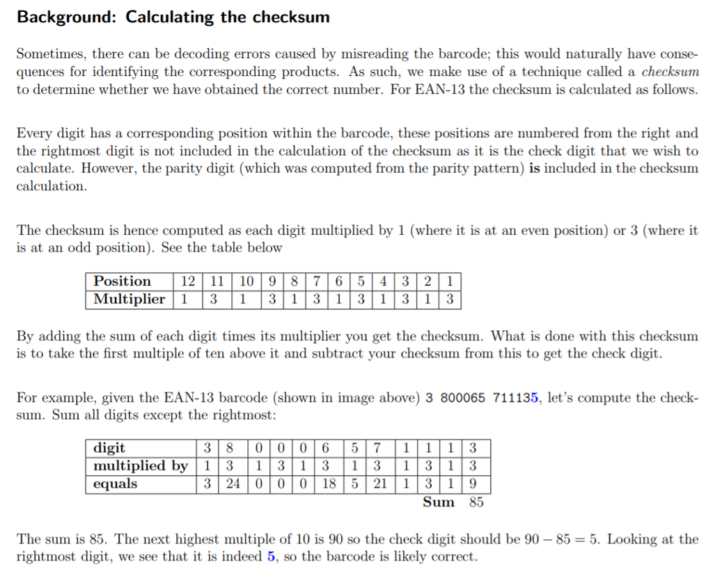  Feature 5: Checking validity (checksum) Calculate the checksum using the information