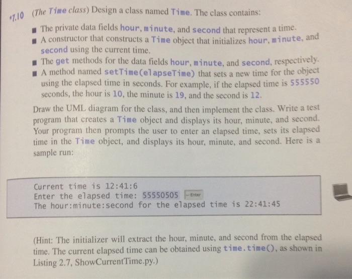  In Python Programming: Time clas) Design a class named Time. The