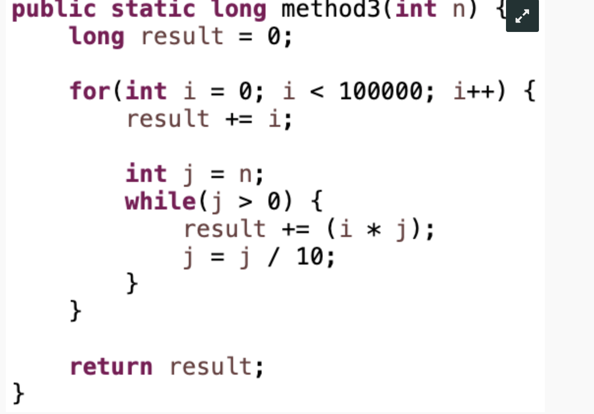 \} lic static long method 3( int n){x long result =0; for(int