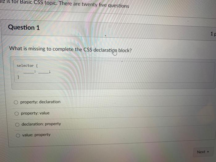  Iz is for Basic CSS topic. There are twenty five questions