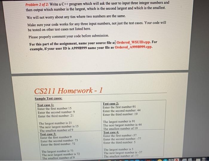 Please make available for copy Problem 2 of 2: Write a CH