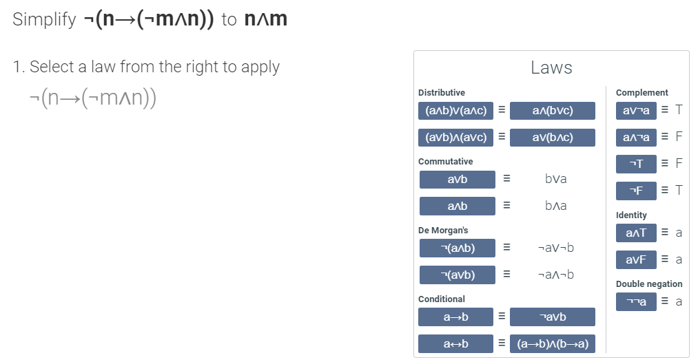  How would you expand then reduce the proposition. only using these