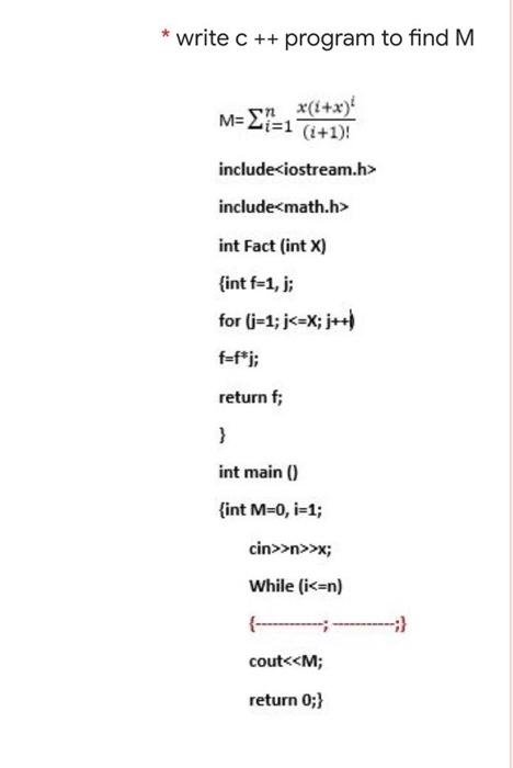  write C ++ program to find M. M=ER , *(1+x) Si=1