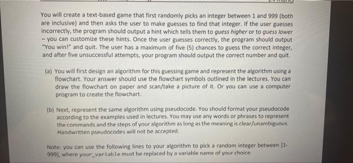 no using of loops You will create a text-based game that first