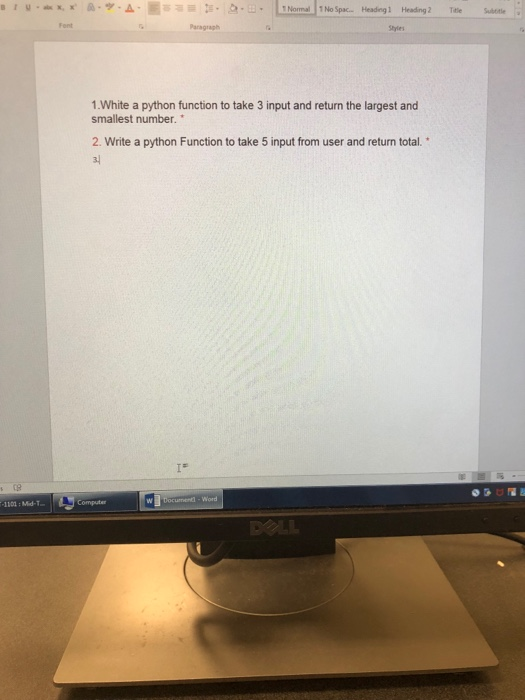  Python Normal 1 No Spac Paragraph Styles 1.White a python function