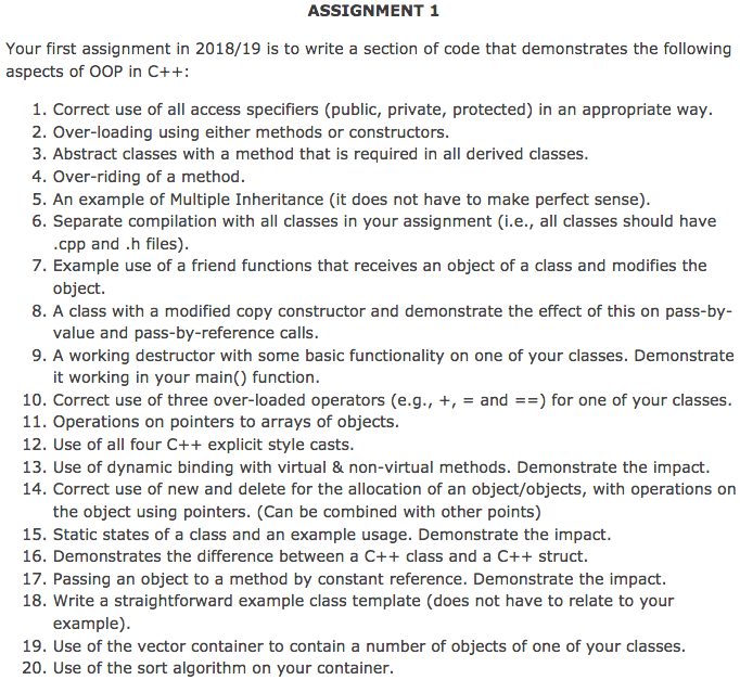  ASSIGNMENT 1 Your first assignment in 2018/19 is to write a