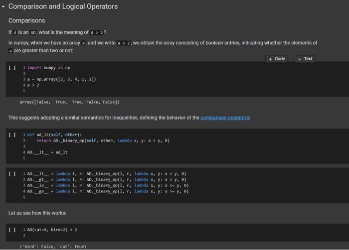 python please - Comparison and Logical Operators Comparisons ofd is an Ad