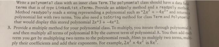 java code please Write a polynomial class with an inner class Term.
