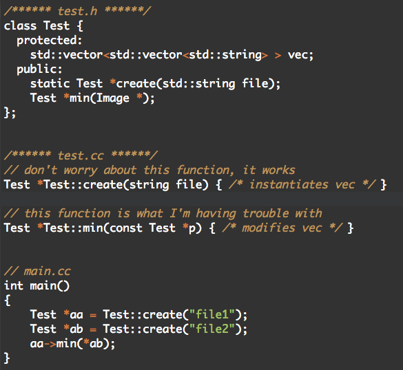 I'm getting a "no viable conversion from 'Test' to 'Test *'. In