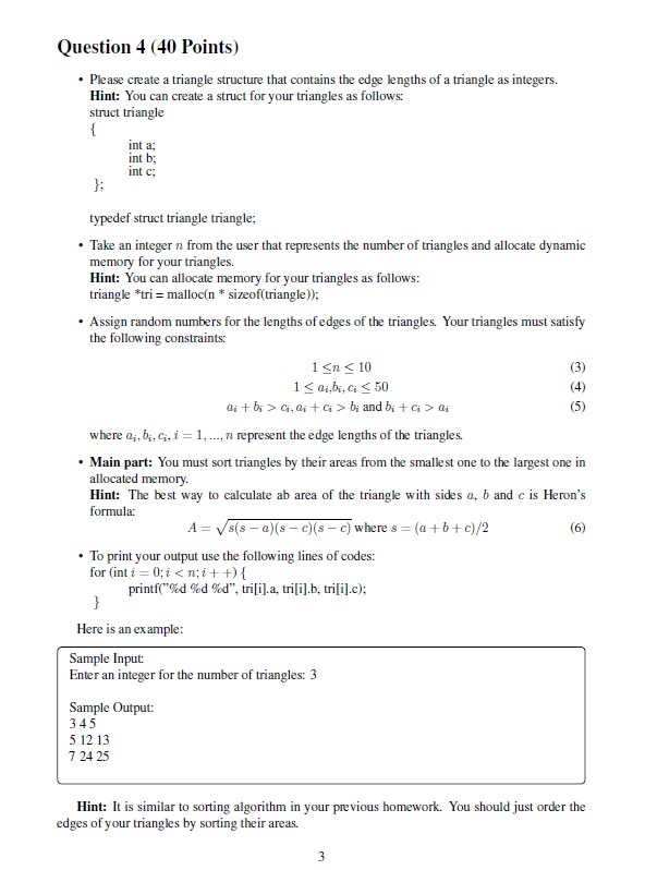  -----------C------C---------C-------C------------C-------------C------------ Question 4 (40 Points) Please create a triangle structure that