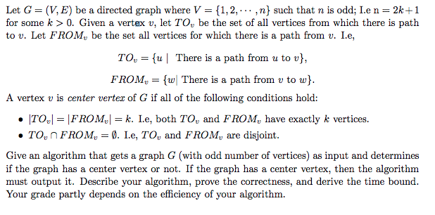 Let G = (V,E) be a directed graph where V =