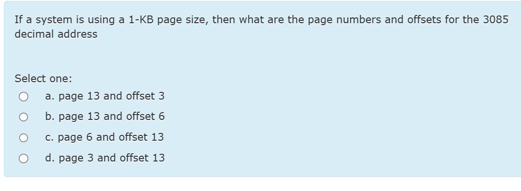  If a system is using a 1-KB page size, then what