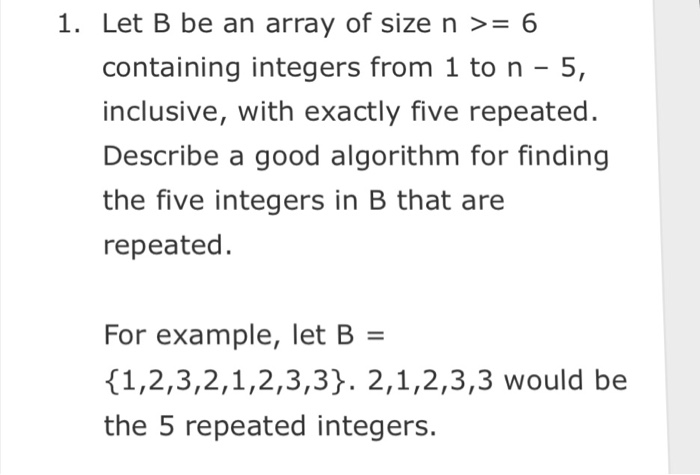  Java 1. Let B be an array of size n >-