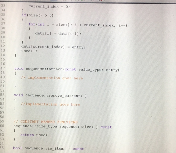 constant member functions", 30 31 32 "tests for Chapter 3 sequence Clasa",