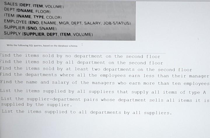  Write the following SQL queries based on the database schema SALES