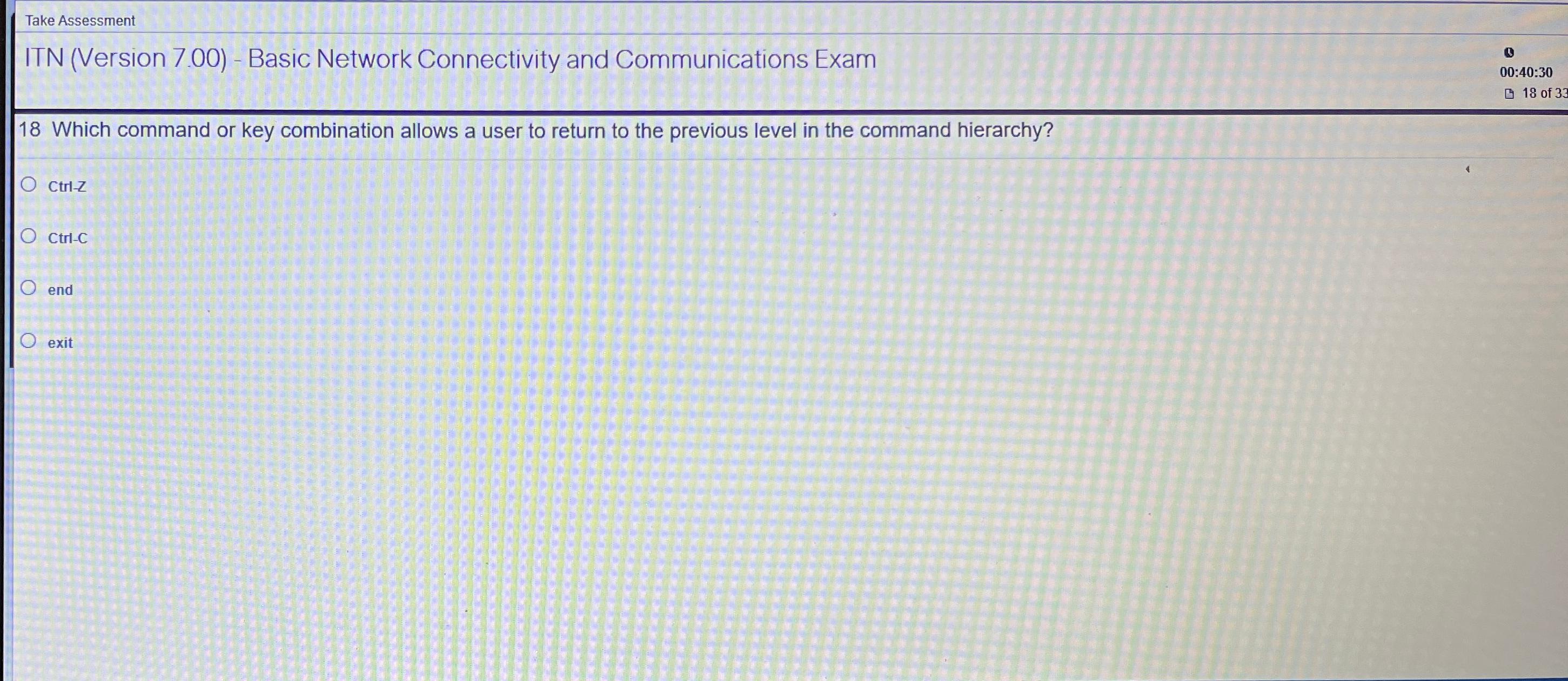  00:40:30[18 of 3318 Which command or key combination allows a user