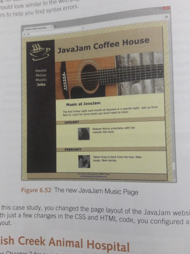 the Home, Menu, and Music pages. Use the You will Chapter 4