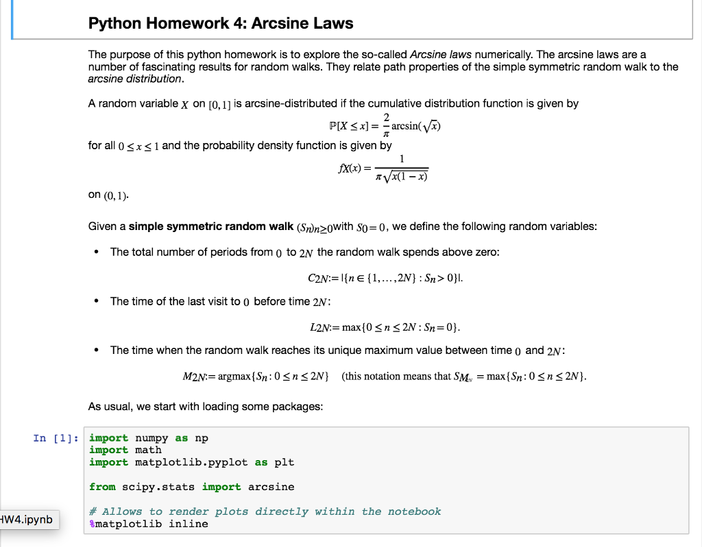 PROBLEM 2 Python Homework 4: Arcsine Laws The purpose of this python