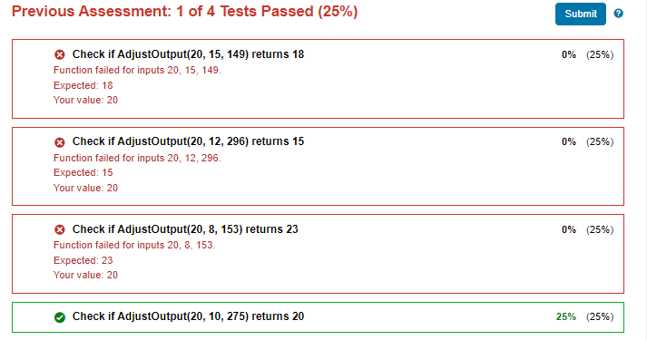 outputValue if amplitude Response is greater than 10. Write a second if-statement