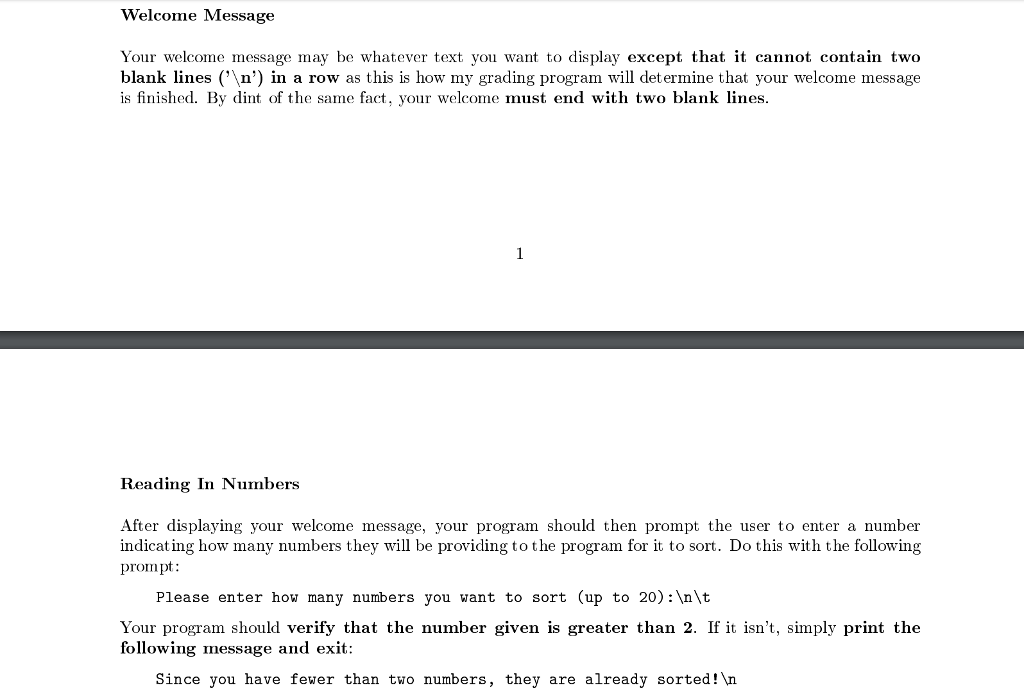 sorting. This will give you additional practice with input and output and
