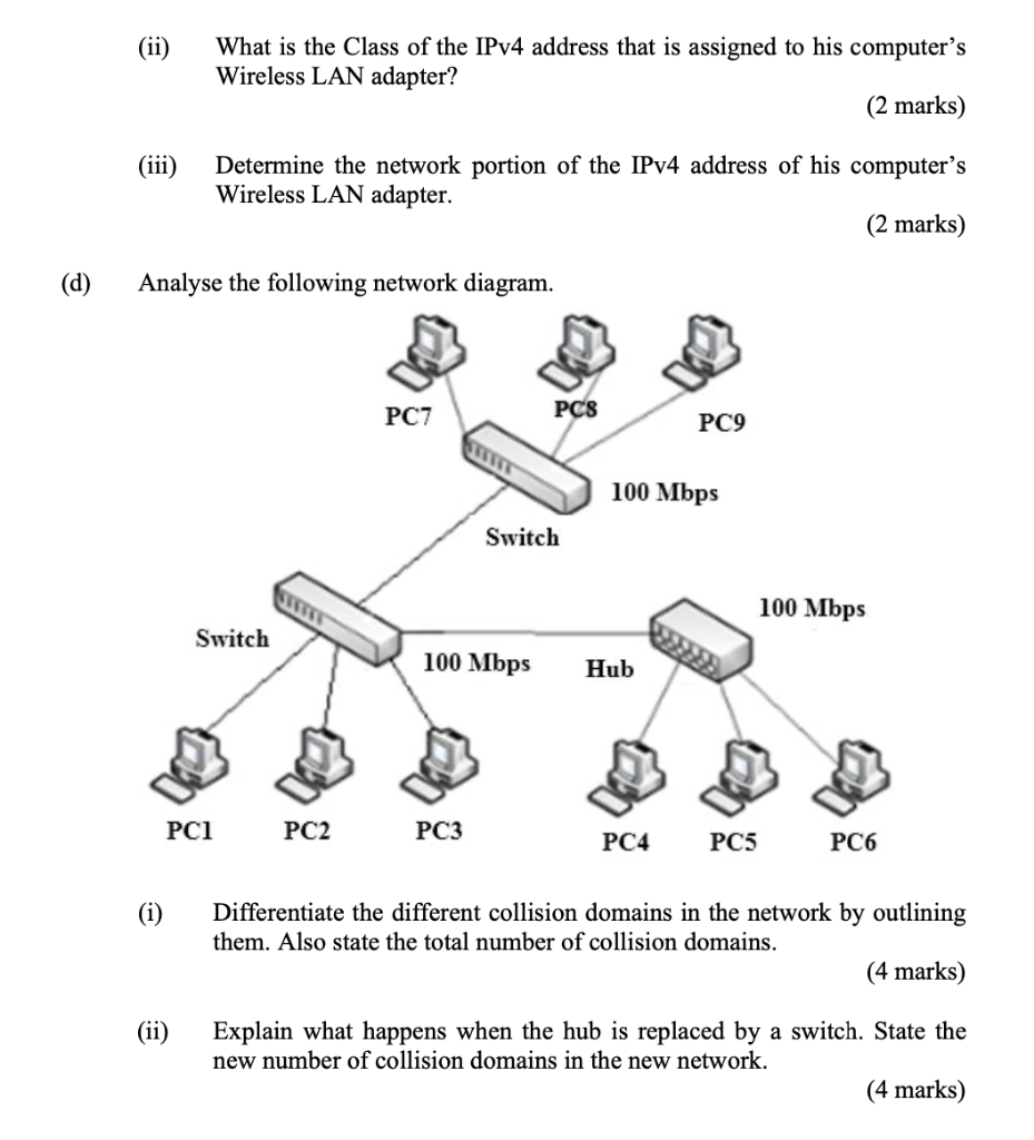 completing the table below. ( marks) b) Analyse the given IP address