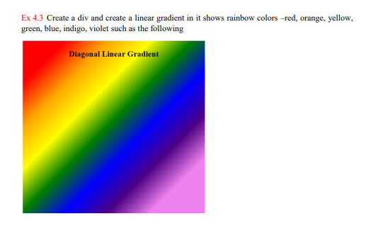  Ex 4.3 Create a div and create a linear gradient in