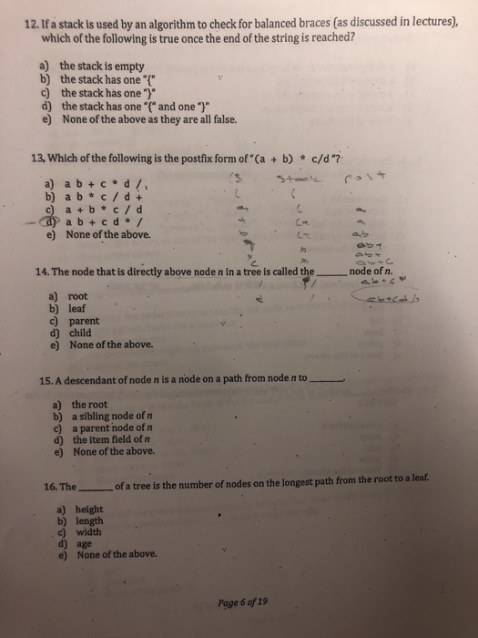  The language Java. Thanks in advance. 12. If a stack is