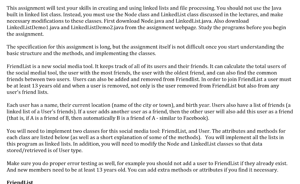  This assignment will test your skills in creating and using linked