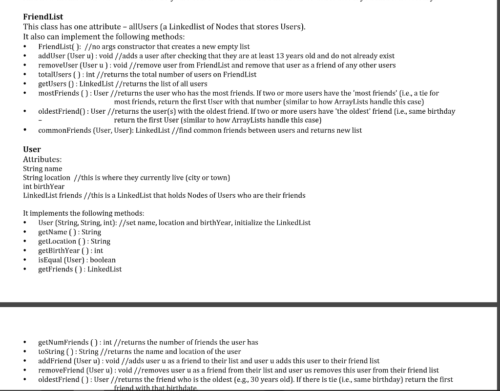lists and file processing. You should not use the Java built in
