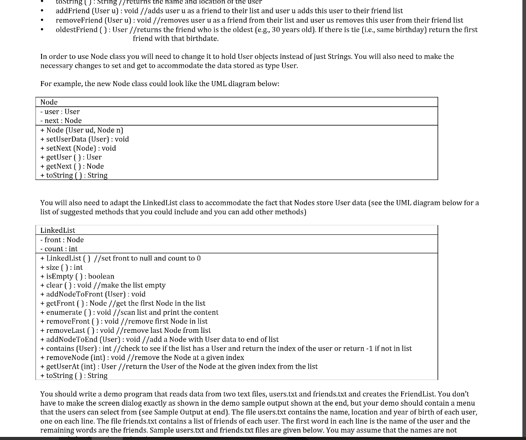linked list class. Instead, you must use the Node class and LinkedList