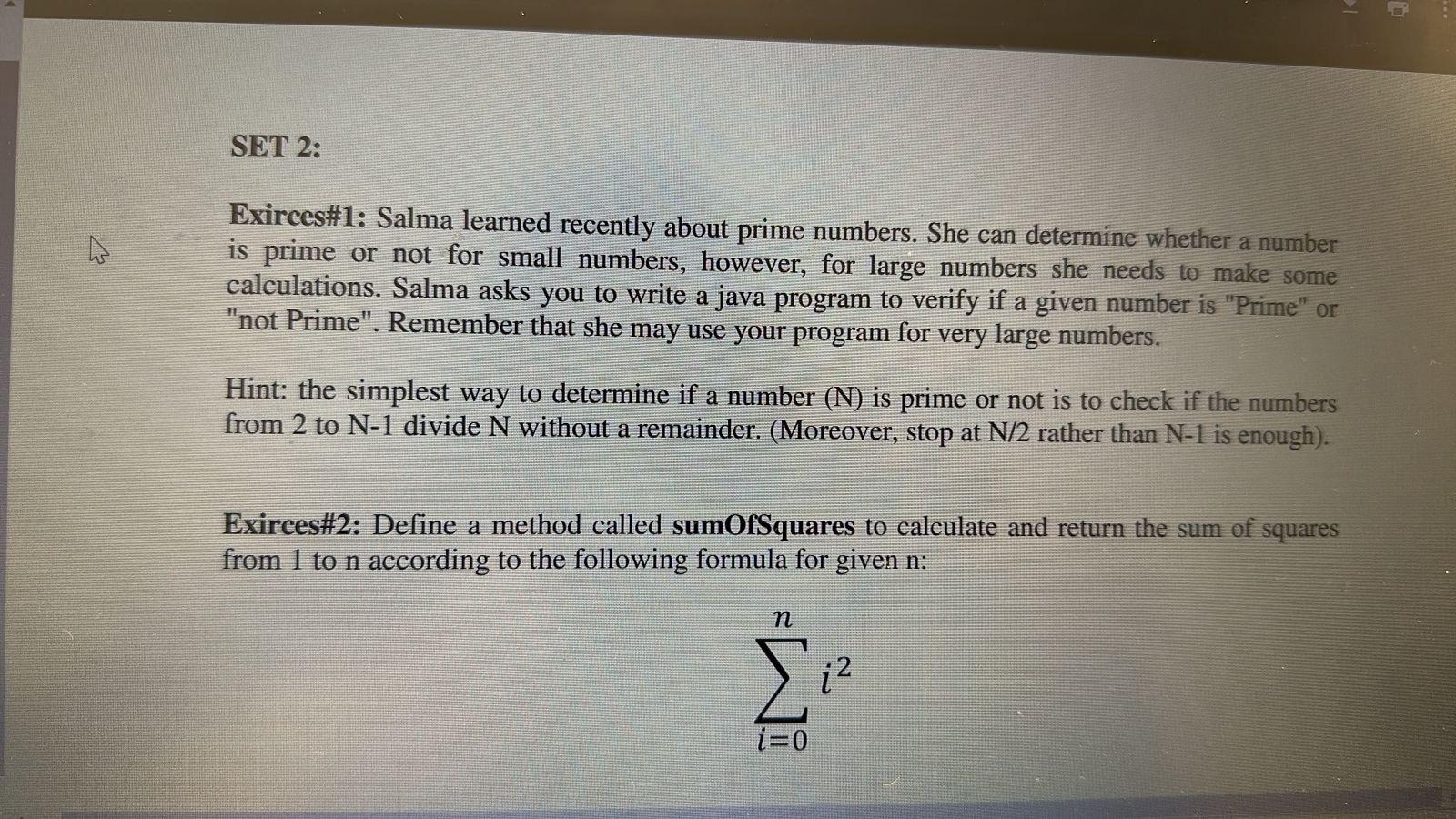  SET 2: Exirces#1: Salma learned recently about prime numbers. She can