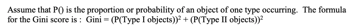 20 not high taste items. We determined the Gini score should be