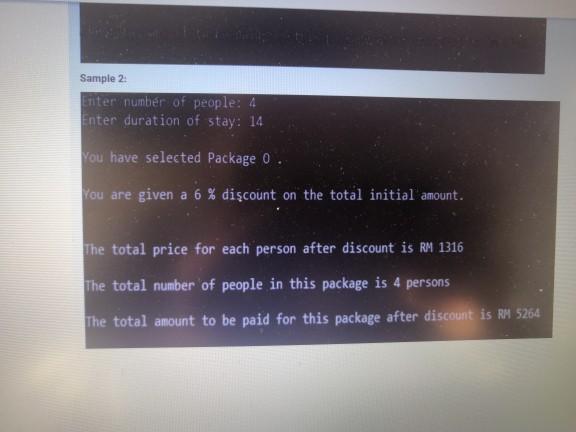 based on the number of people in each package and the duration